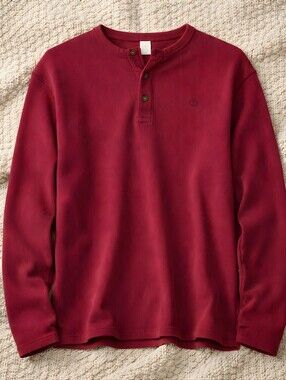 Timberland Burgundy Henley Thermal Long Sleeve XL